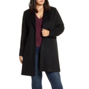 NWT Halogen Black Wool Blend Long Peacoat